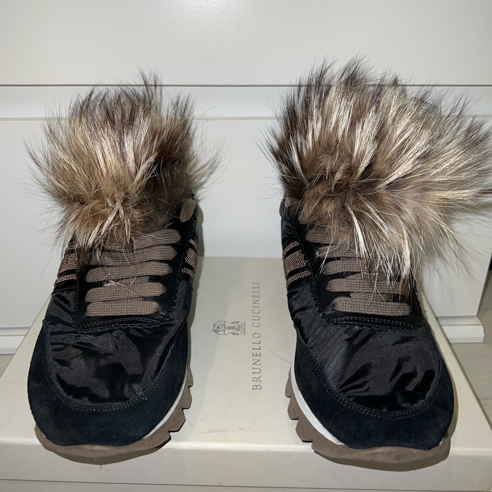 Brunello chuchunelli sneakers with real fur.